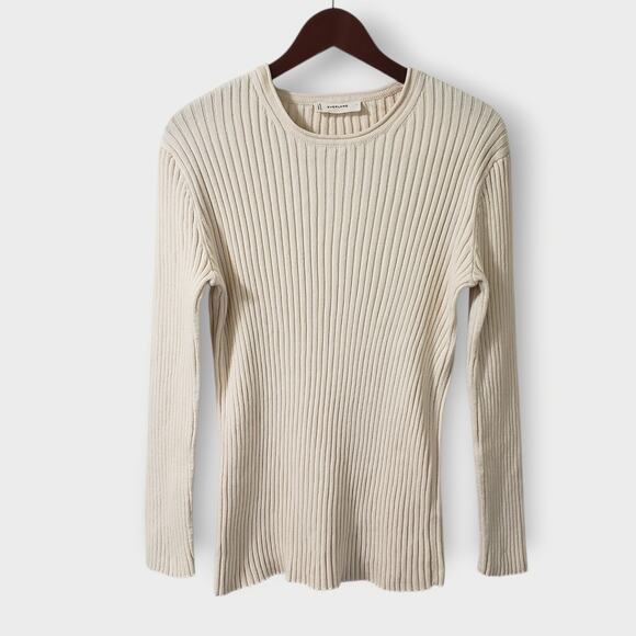 Everlane Sweaters - Everlane The Cotton Rib Crew Sweater Organic Ivory Cream Sz L Minimalist Neutral